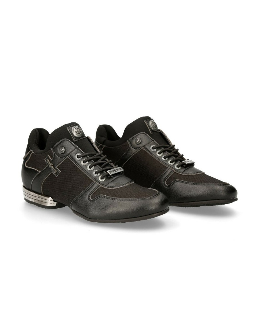 Hommes New Rock | Skeaker Black Tpu With Laces M-Chrono002-V24