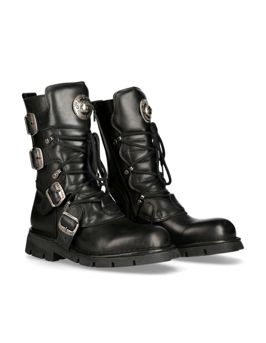 Femmes New Rock | Boot Black Planing With Laces M-1473-S1