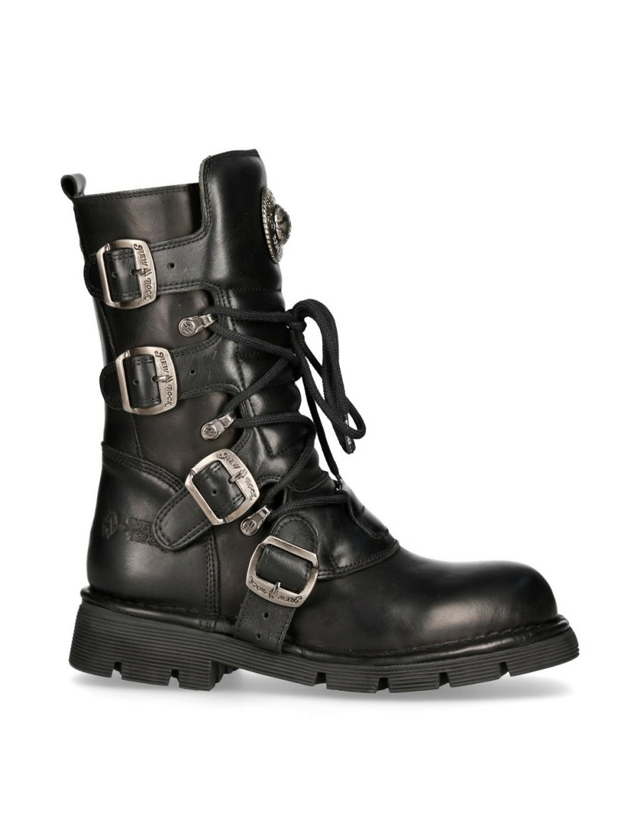 Femmes New Rock | Boot Black Planing With Laces M-1473-S1