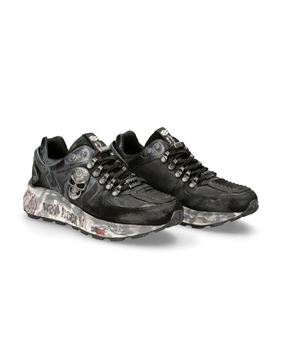 Hommes New Rock | Shoe Black Chrono With Laces M-Chrono005-S1