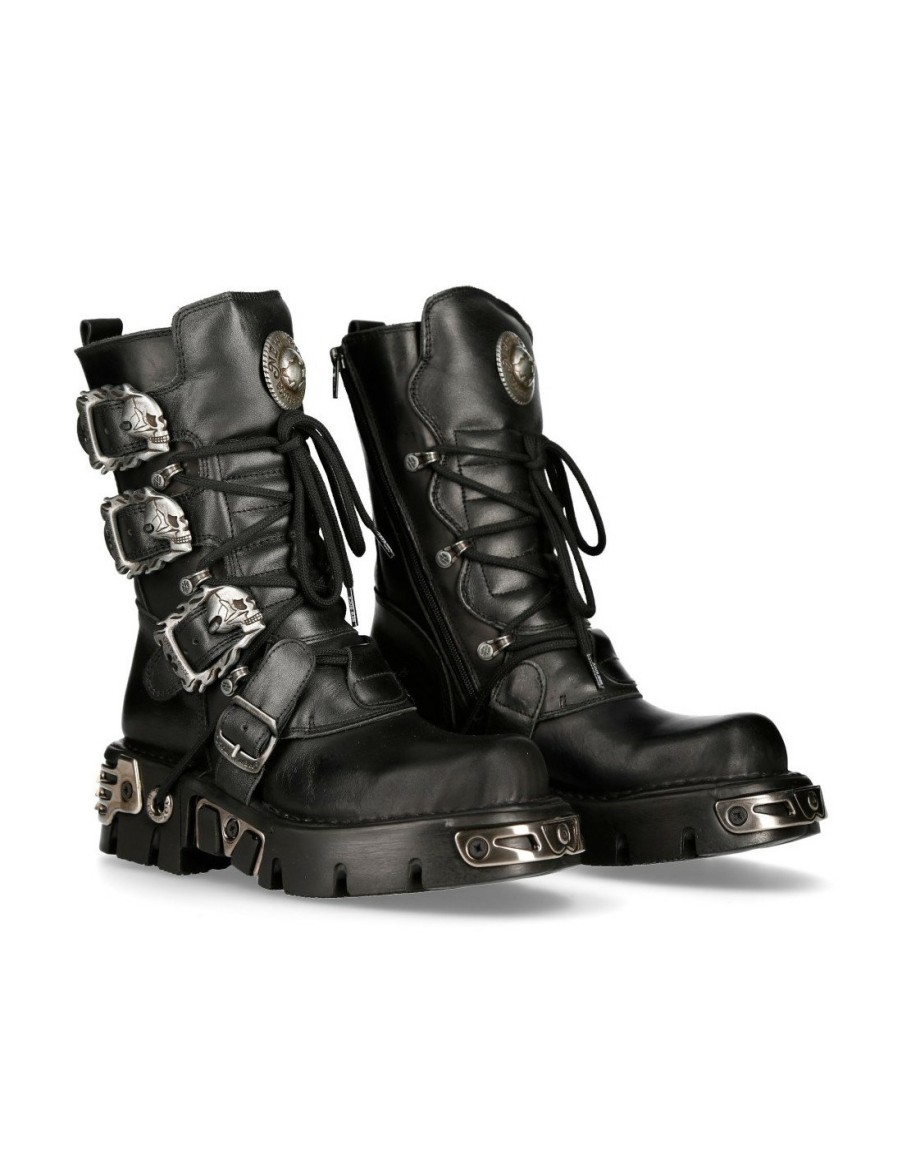 Femmes New Rock | Boot Black Reactor With Buckles And Laces M-391-S1