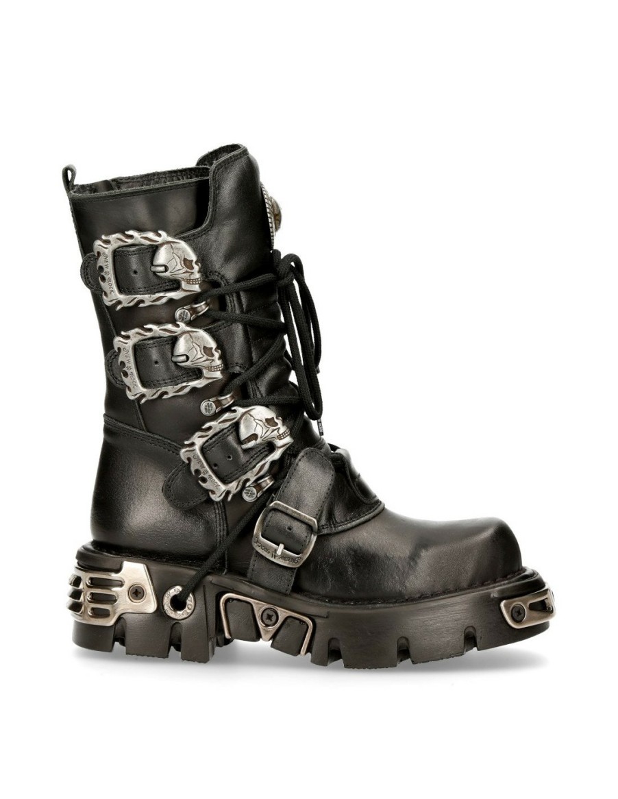 Femmes New Rock | Boot Black Reactor With Buckles And Laces M-391-S1