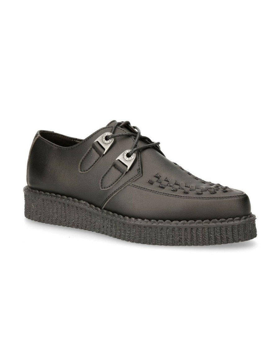 Hommes New Rock | Shoe Black Creeper With Laces M-Creepers002-V5