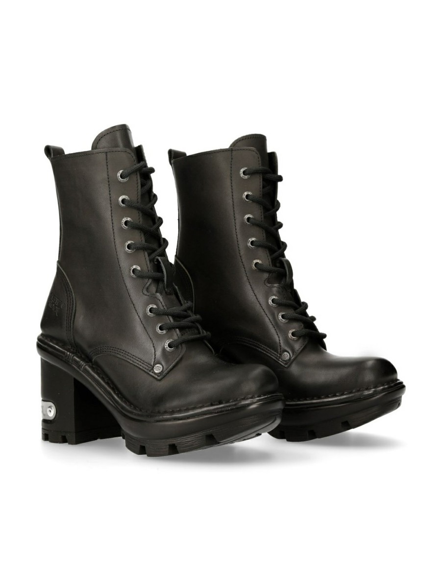 Femmes New Rock | Ankle Boot Black Neotyre With Laces M-Neotyre07X-S1