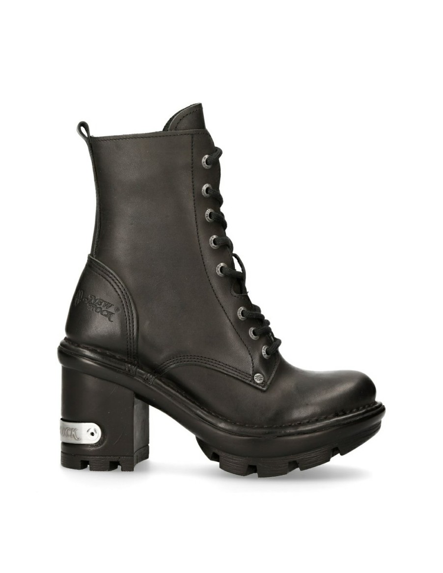 Femmes New Rock | Ankle Boot Black Neotyre With Laces M-Neotyre07X-S1