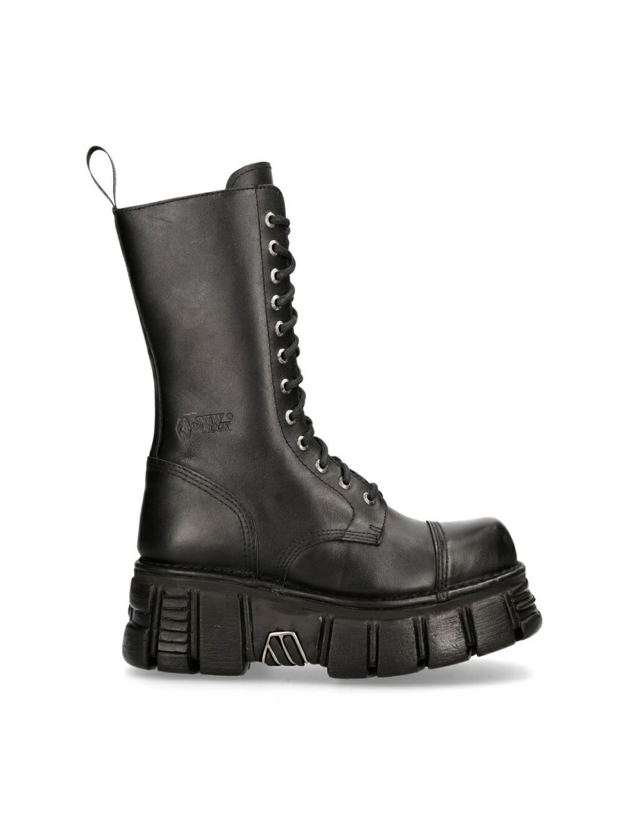 Femmes New Rock | Boot Black Tower With Laces M-Mili211-C14