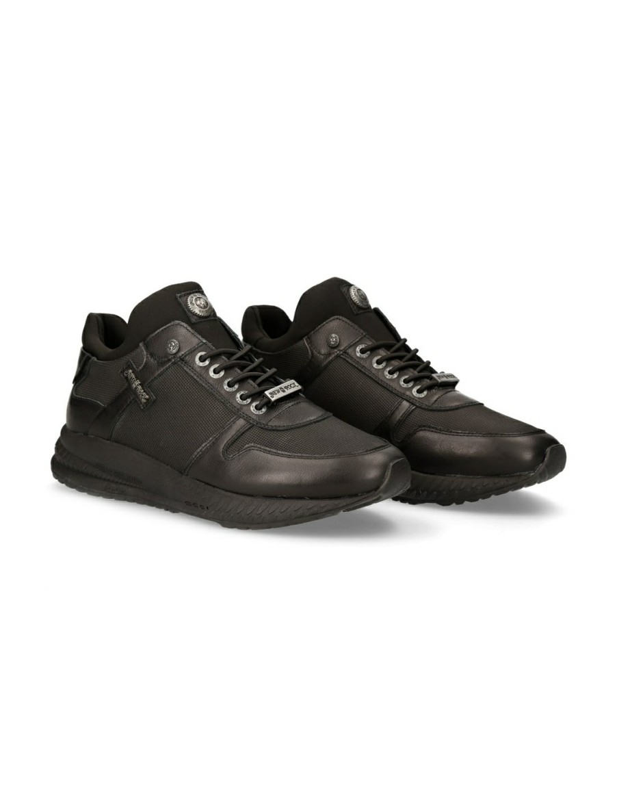 Hommes New Rock | Shoe Black Chrono With Laces M-Chrono002-C14