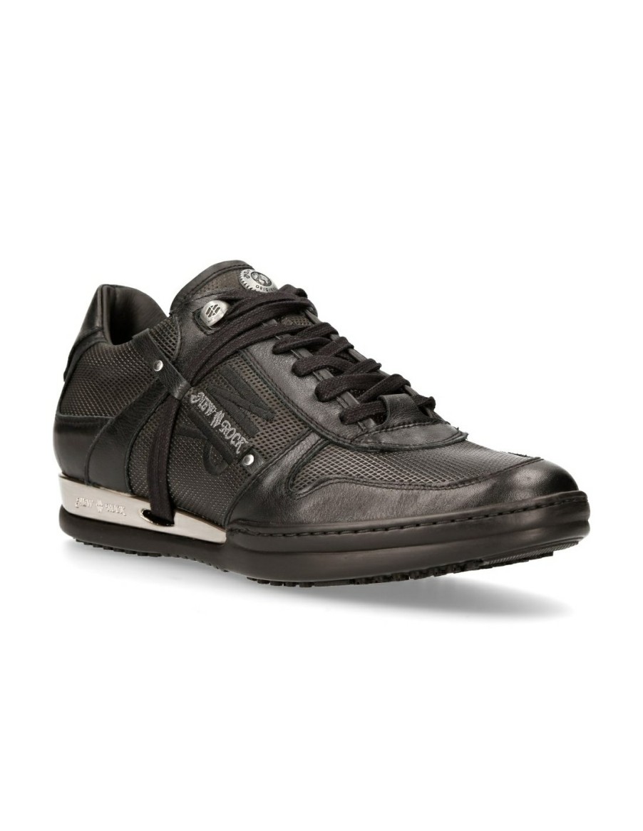 Hommes New Rock | Black Hybrid With Laces M-Hy021-S2