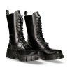 Femmes New Rock | High Boot Black Tower With Laces M-Wall027N-C2