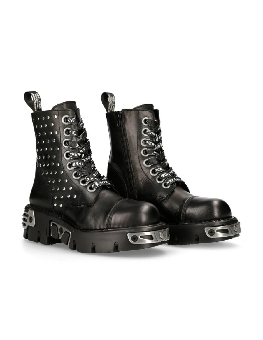 Femmes New Rock | Ankle Boot Black Reactor With Laces M-Mili247-C1