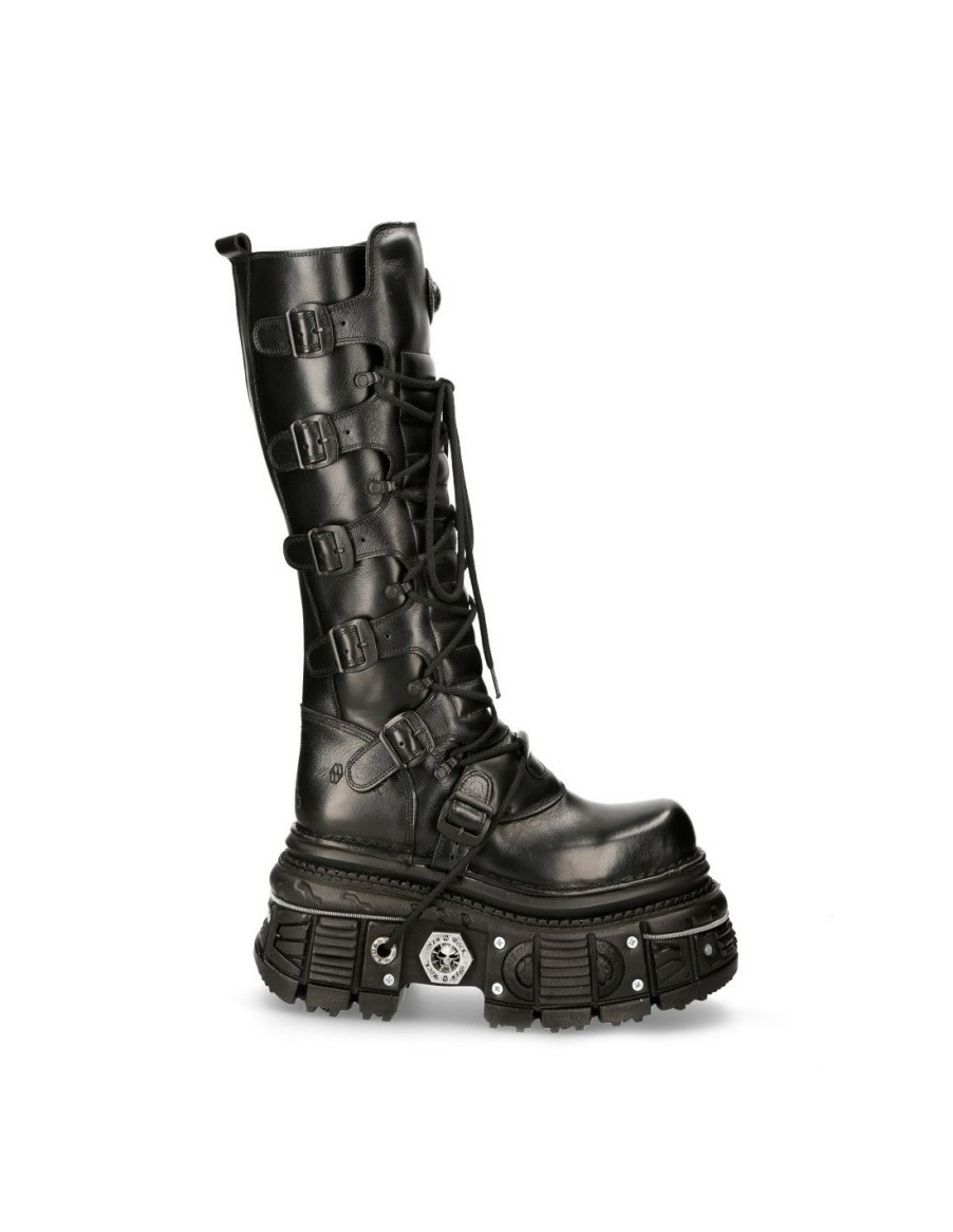 Femmes New Rock | High Boot Black Imperfect M-272-C46