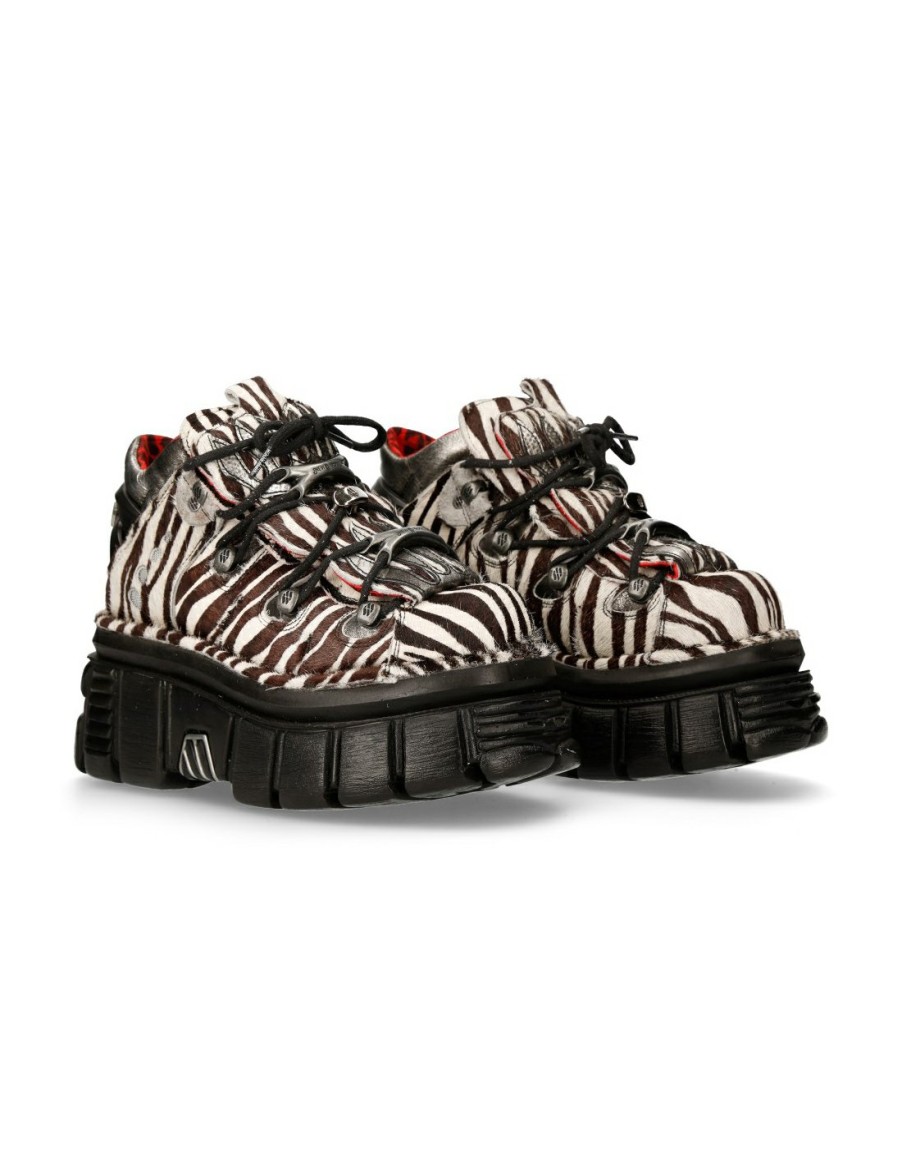 Femmes New Rock | Ankle Boot Animal Print Tower With Laces M-Met011-C9