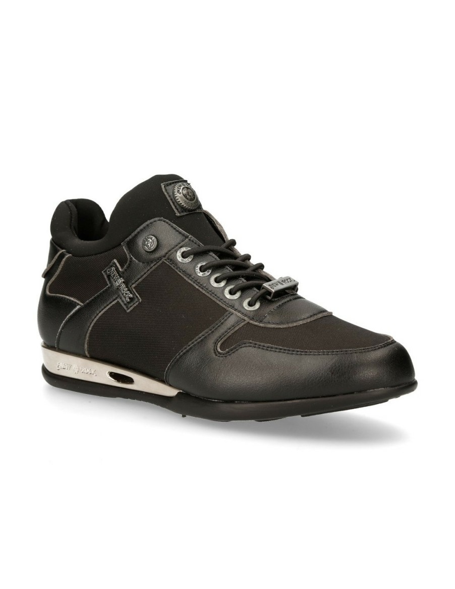 Hommes New Rock | Sneaker Black Hybrid With Laces M-Chrono002-V22