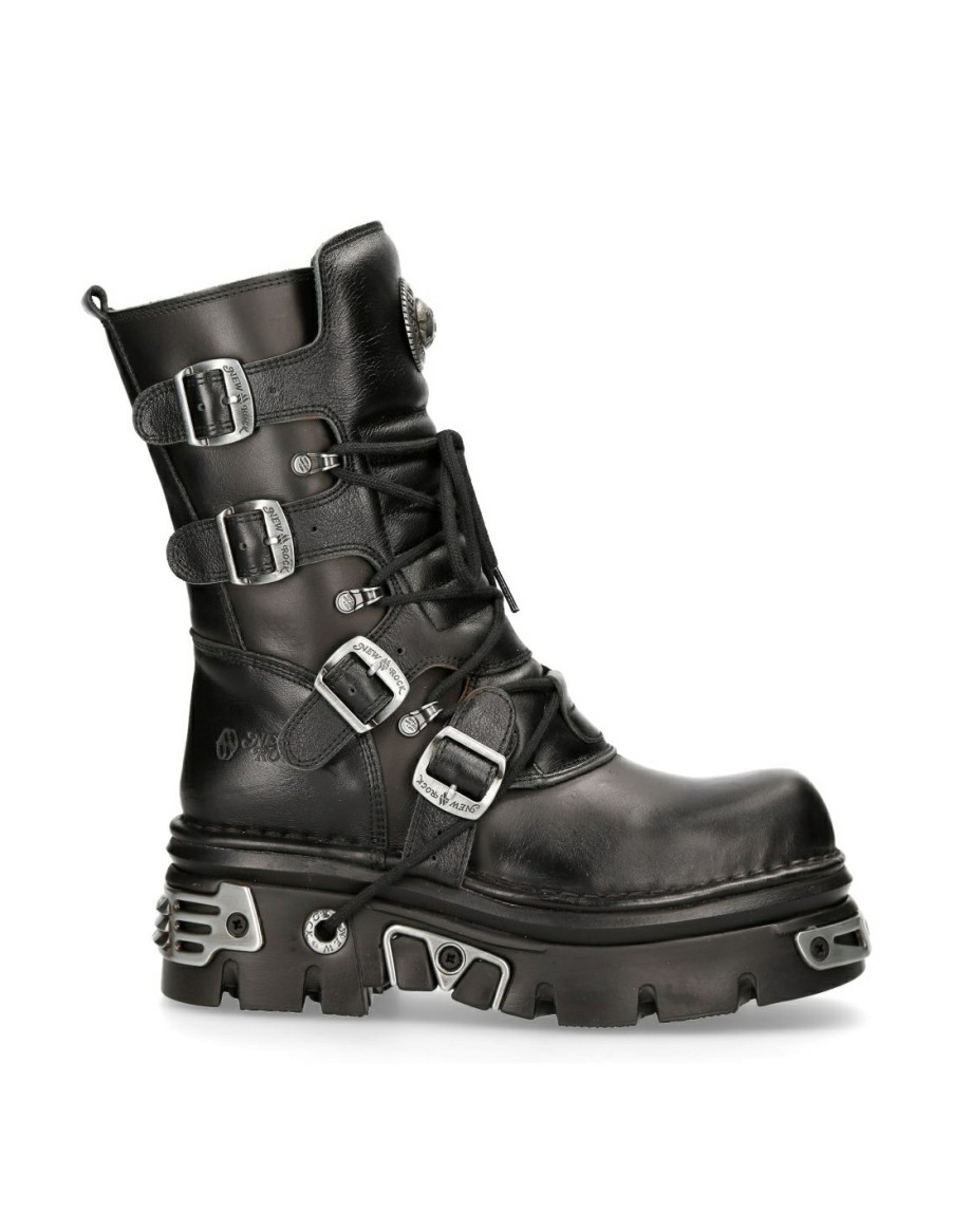 Femmes New Rock | Boot Black Reactor With Laces M-373-S4