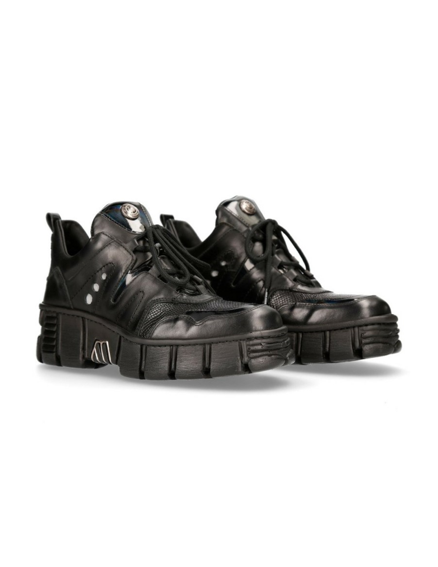 Hommes New Rock | Shoe Black Tower With Laces M-Wall019-C2