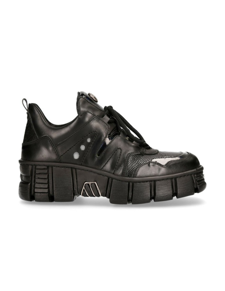 Hommes New Rock | Shoe Black Tower With Laces M-Wall019-C2