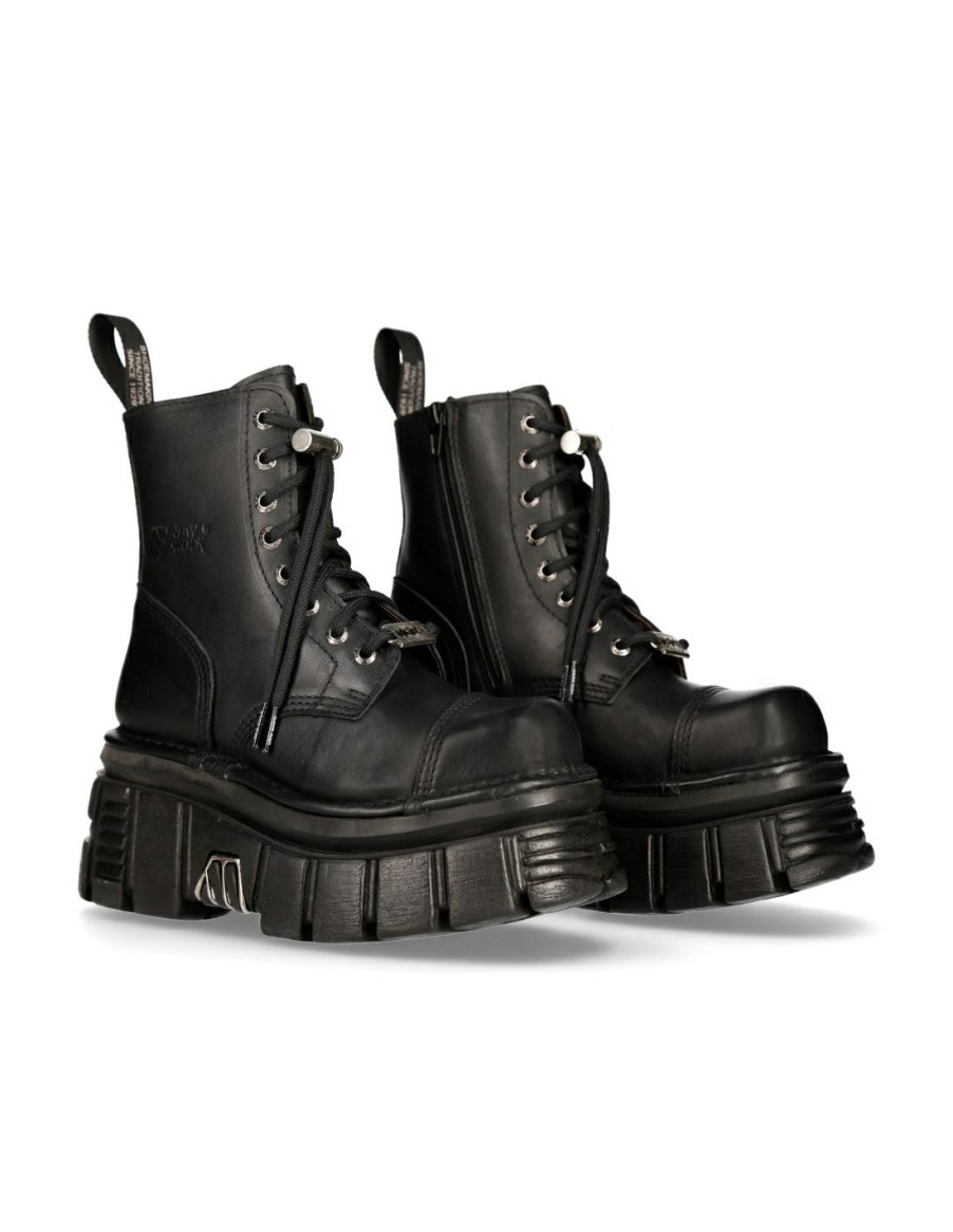 Femmes New Rock | Boot Black Tower With Laces M-Newmili083-S21