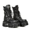 Femmes New Rock | Ankle Boot Black Imperfect With Laces M-Tank002-C1