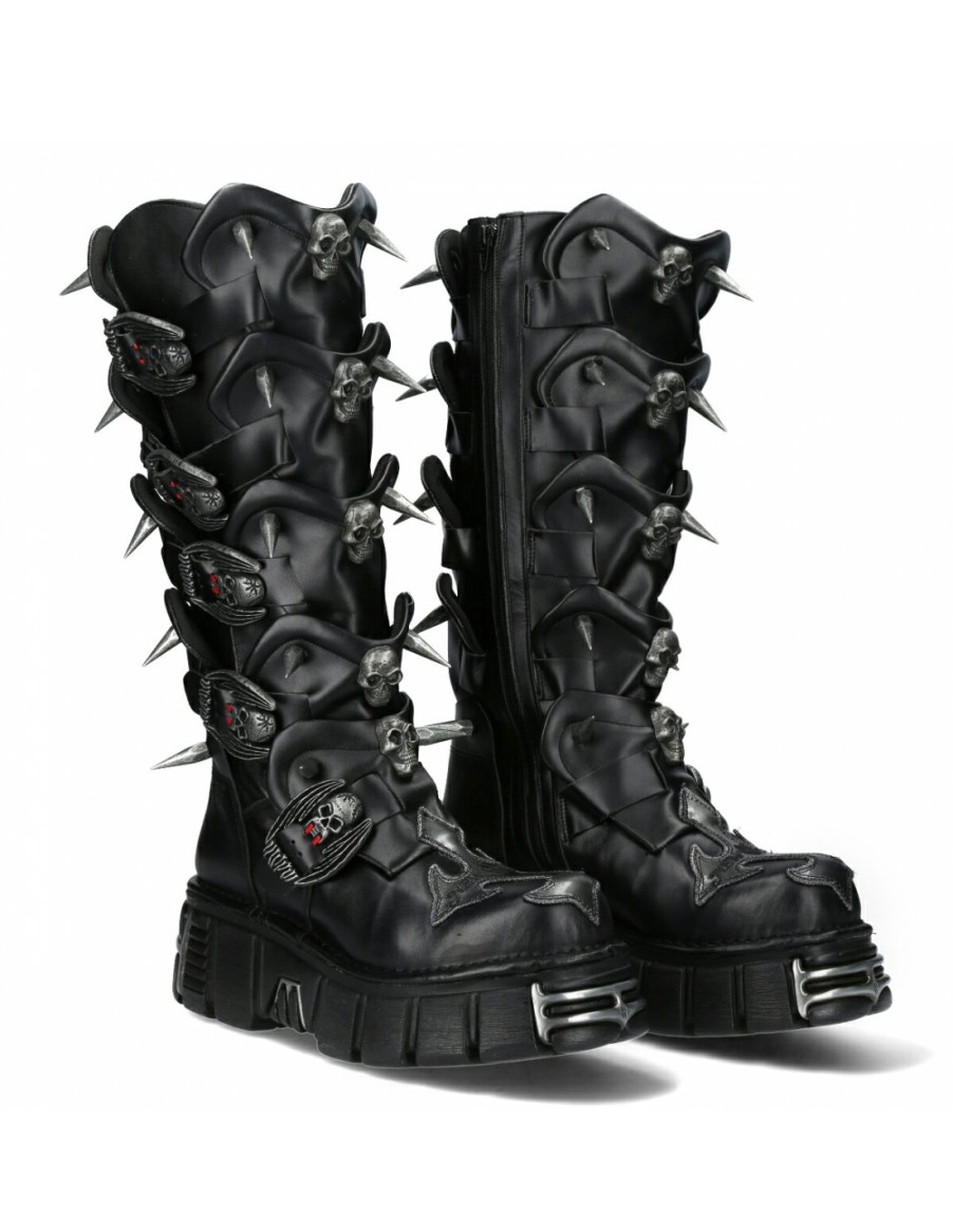 Femmes New Rock | High Boot Black Tower M-755-C4