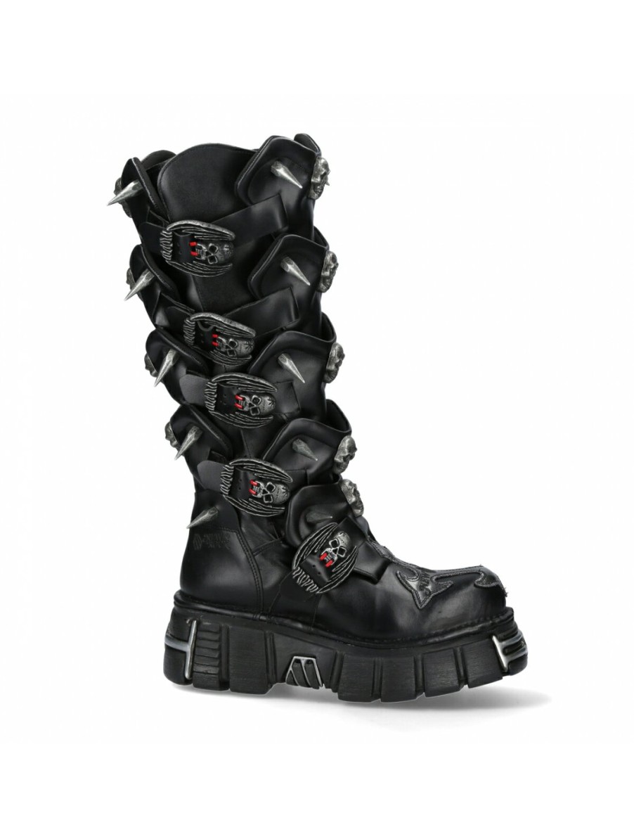 Femmes New Rock | High Boot Black Tower M-755-C4